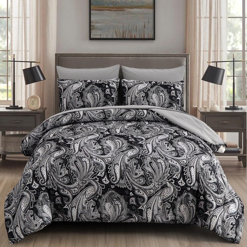 Black paisley comforter set - black,