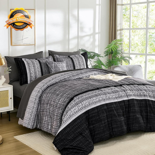 Black comforter set queen - black,