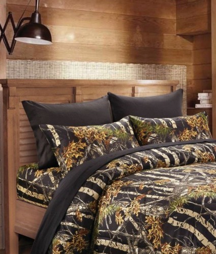 Black camo queen comforter - camo,